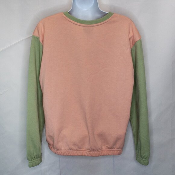 NEW Patagonia Lightweight Crew Sweatshirt Girls XL Pink Green Top Cozy 0313X - Picture 4 of 6
